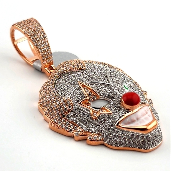 925 Sterling Silver Clown Pendant – Rose Gold Finish & CZ Stones